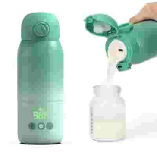 Minikid Baby Bottle Warmer On The Go,Dual Heating Modes for Breast Milk and Water,12 OZ Portable Milk Warmer,Green
