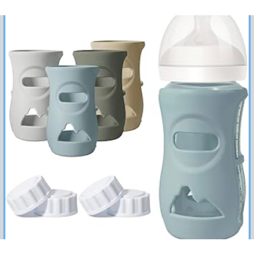 Amazon.com : Joxodak 4 Pack Silicone Sleeves for Philips Avent Natural Glass Bottle, Food Grade Silicone Cover and 4pcs Travel Caps, Lids Replacement (Dark Blue+Dark Green+Grey+Beige, 8oz) : Baby