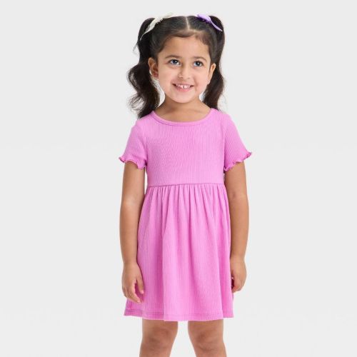 Toddler Girls' Short Sleeve Ribbed Dress - Cat & Jack™ Purple 12m