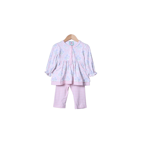 Floral and Pink Gingham Swing Pant Set