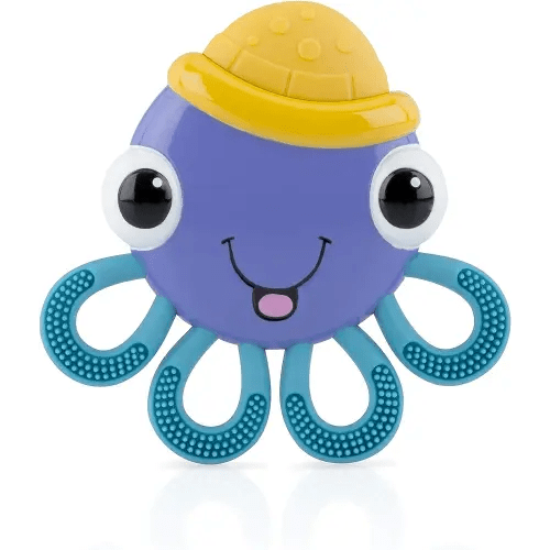 Nuby Vibe-eez Vibrating Teether - Battery Powered - Textured Surface and Easy to Grasp Toy for Baby Teething Relief - 3+ Months - Octopus