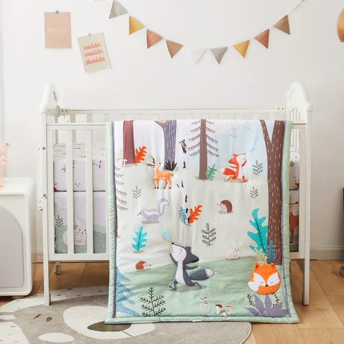 Ultra Cozy Woodland Animals Crib Quilt
