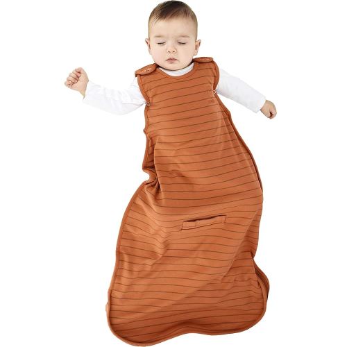 Woolino Merino Wool and Organic Cotton Ultimate Sleep Sack - 4 Season - Two-Way Zipper Adjustable Sleeping Bag - Universal Size Sleep Sack for Baby (2-24 Months) - Rust