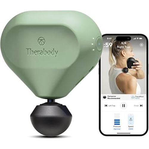 TheraGun Mini Handheld Electric Massage Gun - Compact Deep Tissue Treatment for Any Athlete On The Go - Portable Percussion Massager with QuietForce Technology (Green - 2.0)