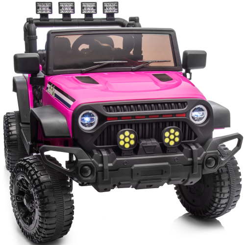 Hikiddo 24V Kids Ride on Truck Toys, Ride on Electric Car for Kids w/ Remote, Bluetooth, Spring Suspension - Pink