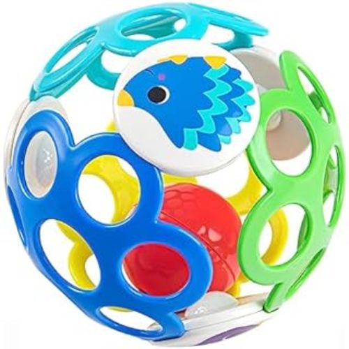 Bright Starts Oball Easy Grasp Classic Ball BPA-Free Infant Toy in Red, Yellow, Green, Blue, Age Newborn and up, 4 Inches