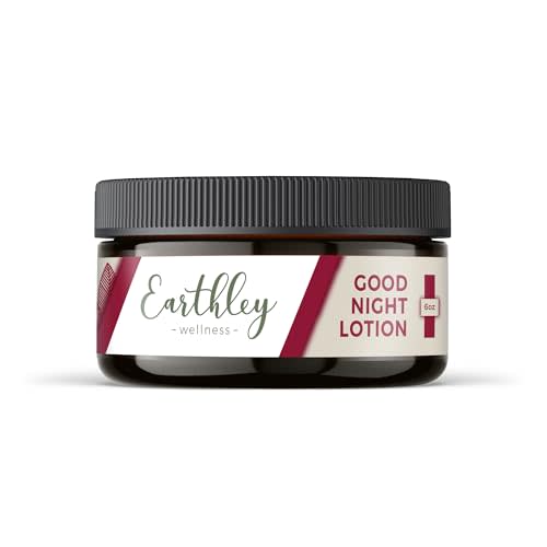 Earthley Wellness, Good Night Lotion, Magnesium Lotion, Apricot Oil, Shea Butter, Mango Butter, Candelilla Wax, Lavender Essential Oil, Lavender Scent (6oz, Regular)
