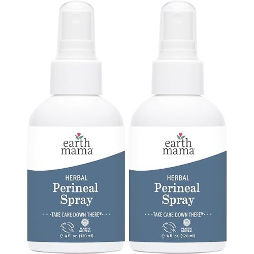 Earth Mama Herbal Perineal Spray | Safe for Pregnancy and Postpartum Recovery, Witch Hazel Natural Cooling Spray For After Birth Feminine Care Essentials, No Benzocaine or Butane, 4-Fl oz (2-Pack)