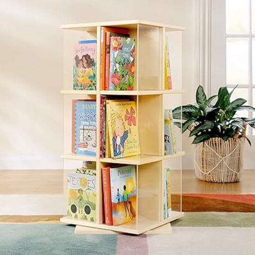 Amazon.com: Guidecraft EdQ Rotating Book Display - Birch: Spinning Plywood Storage Bookshelf with Acrylic Windows for Kids Classroom, Playroom, or Bedroom : Home & Kitchen