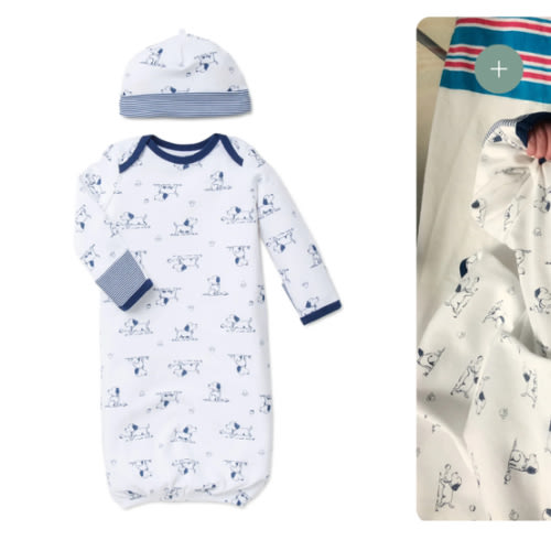 Puppy Toile Sleeper Gown And Hat