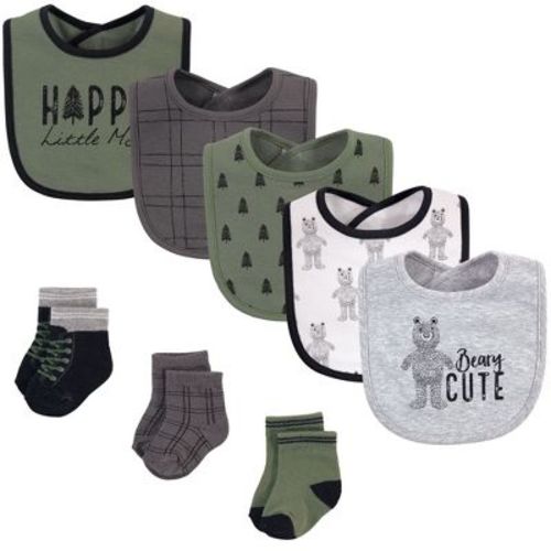 Hudson Baby Infant Boy Cotton Bib And Sock Set 8pk, Beary Cute, One Size