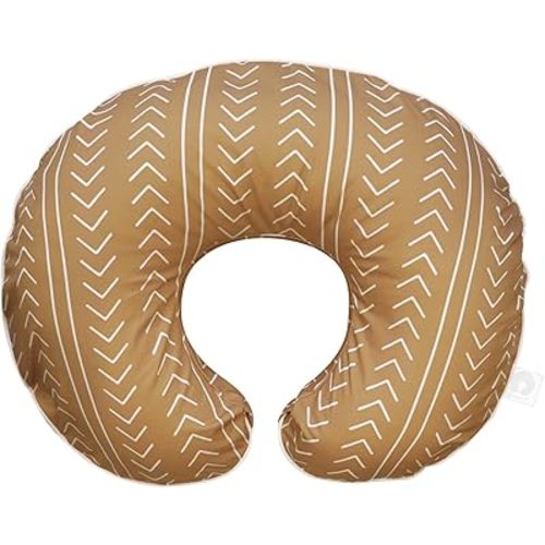 Boppy Original Nursing Pillow with Organic Cotton Cover, Camel Stitch Stripe, Ergonomic Nursing Essentials for Bottle and Breastfeeding, Firm Hypoallergenic Fiber Fill with 100% Organic Cotton Cover