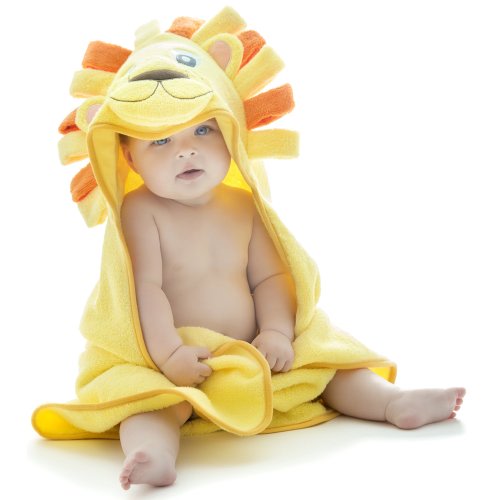 Little Tinkers World Lion Hooded Baby Towel, Natural Cotton (Small)
