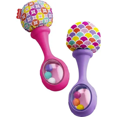 Fisher-Price Baby Newborn Toys Rattle 'n Rock Maracas, Set of 2 Soft Musical Instruments for Babies 3+ Months, Pink & Purple