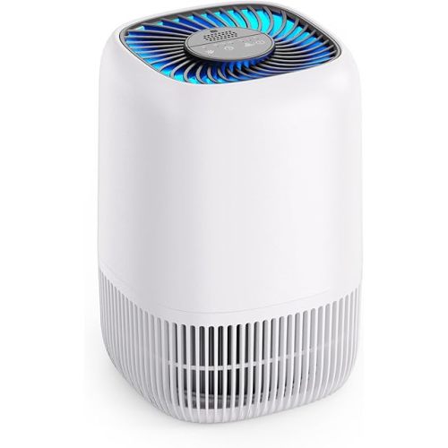 Air Purifiers for Home with H13 True HEPA Filter Up to 1076 Ft² for Pet Hair, Odors, Pollen, Smoke, Compact Air Cleaner with 3 Speeds, Timer, Aroma Quiet 360°Intake Filter, White