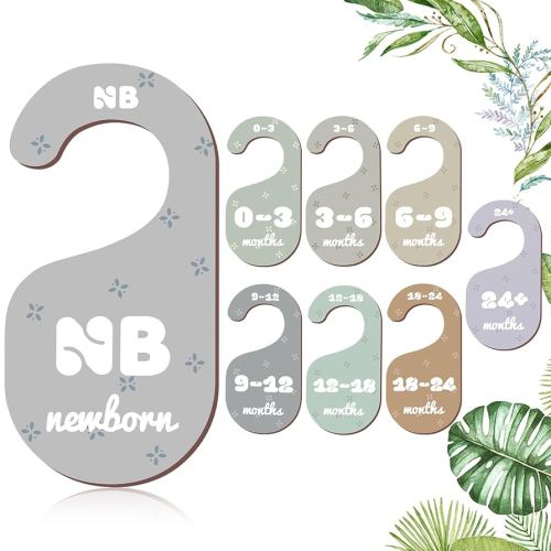 Colorful Baby Closet Dividers for Clothes Organizer - 8 PCs Double-Sided Pattern Wooden Baby Wardrobe Divider for Baby Nursery from Newborn to 24+ Months - Perfect Toddler Clothes Organizer