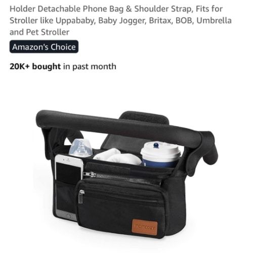 Momcozy Universal Stroller Organizer with Insulated Cup Holder Detachable Phone Bag & Shoulder Strap, Fits for Stroller like Uppababy, Baby Jogger, Britax, BOB, Umbrella and Pet Stroller