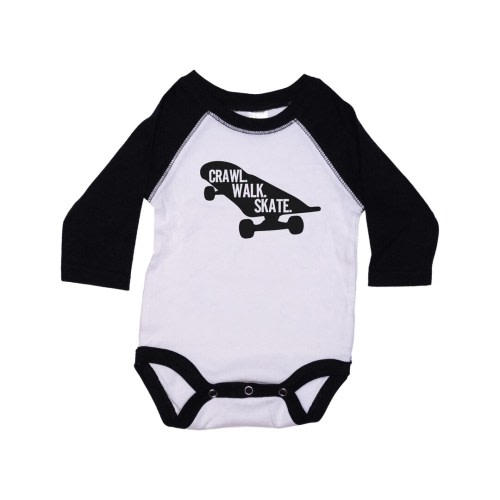 Skateboard Onesie®, Crawl Walk Skate, Baby Skateboard Outfit, Skateboarding Bodysuit, Infant Skating Romper, Baby Shower, Raglan, Newborn