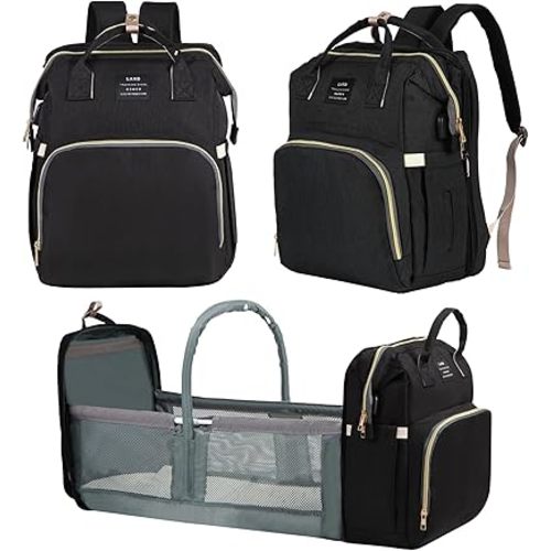 Baby Diaper Bag Backpack, with Changing Table, Newborn Baby Gift, Baby Bag for Boys and Girls, 900D Oxford Cloth Waterproof Diaper Bag, Multifunctional Large Capacity Travel Backpack (Large Black)