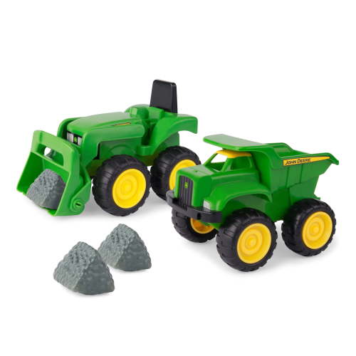 John Deere Sandbox Vehicle 2pk Loader Tractor and Dump Truck with blocks