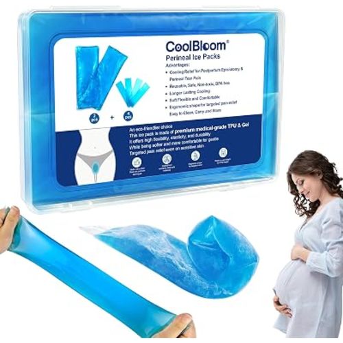 Medical-Grade Reusable Perineal Ice Packs, Flexible Frozen Hot Cold Gel Pads for Postpartum Recovery, Episiotomy Stitches, Hemorrhoid Swelling & Pain Relief, 2 Pack with Storage Case