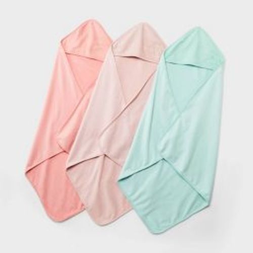 Baby 3pk Muslin Hooded Towel - Cloud Island™ Pink: Cotton French Terry, Extra Lightweight