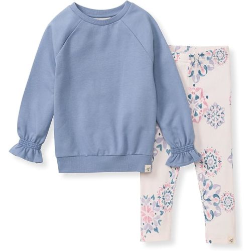 Burt's Bees Baby Baby Girls' Long Sleeve Top and Pant Set, 100% Organic Cotton