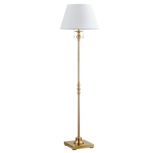 KAWOTI Modern Gold Floor Lamp with White Fabric Drum Shade - Pull-chain Switch, 60.5 Inches Tall 21159 at Lowes.com