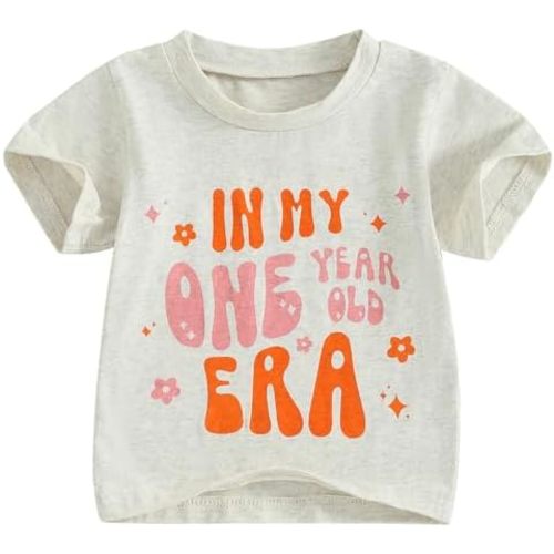 Baby Girls First Birthday Outfit 1st Birthday T-Shirt in My One Year Old Era Short Sleeve Top