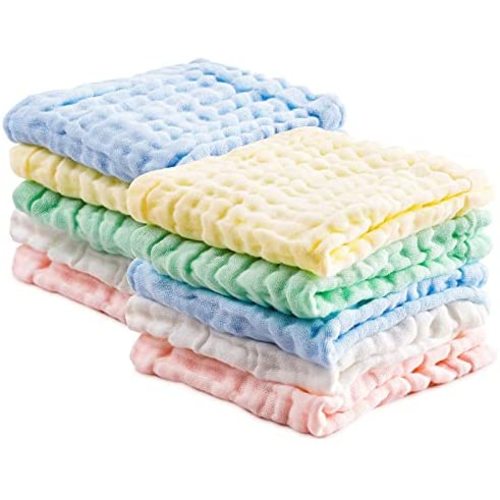 PPOGOO Baby Muslin Washcloths, Towels Premium Extra Soft Newborn Baby Face Towel, Baby Registry as Shower Gift 10 Pack for Sensitive Skin …