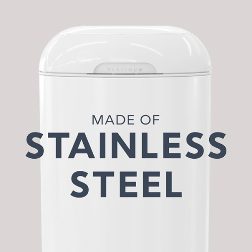 Diaper Genie Platinum Pail Gift Set, Lily White, Made of Durable Stainless Steel and Includes 2 Easy Roll Refills with 18 Bags and 30 Bags