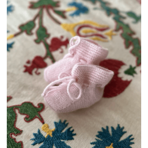 Pink Evita Cashmere Baby Girl Booties | La Coqueta Kids UK