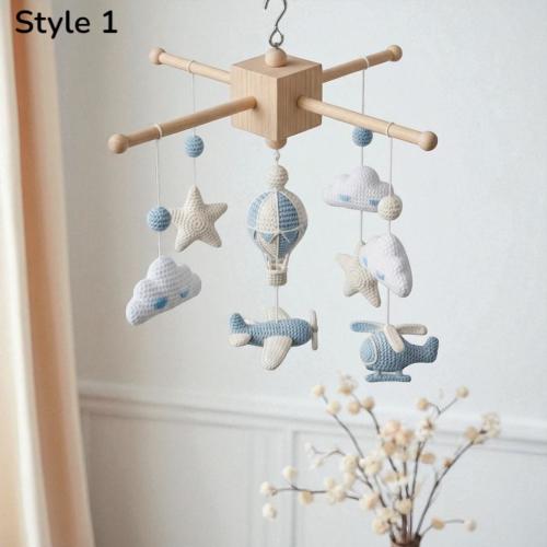 Custom Baby Mobile Handmade Crochet, Personalized Airplane and Cloud Crib Mobile, Sky Theme Nursery Decor, Balloon and Star Toy Hanger