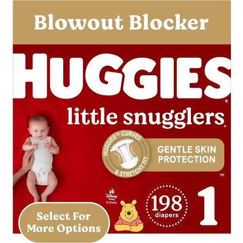 Baby Diapers Size 1 (8-14 lbs), 198ct, Huggies Little Snugglers Newborn Diapers