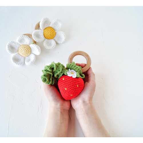 Strawberry baby rattle, Berry sweet baby shower personalized gift, First toy for newborn, Strawberry baby shower gift idea, Summer pregnancy