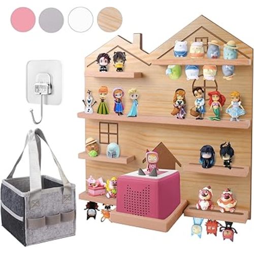 Large Tonie Shelf for Toniebox - Toniebox Storage for All Your Tonie Accessories, toniebox Characters and toniebox Figures, Display Collection, Tonie Shelf(Natural)