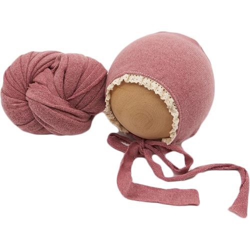 Newborn Photography Wrap Prop Newborn Photoshoot Outfits Ruffle Bonnet Baby Girl Boy Photo Lace Edge Hat Set