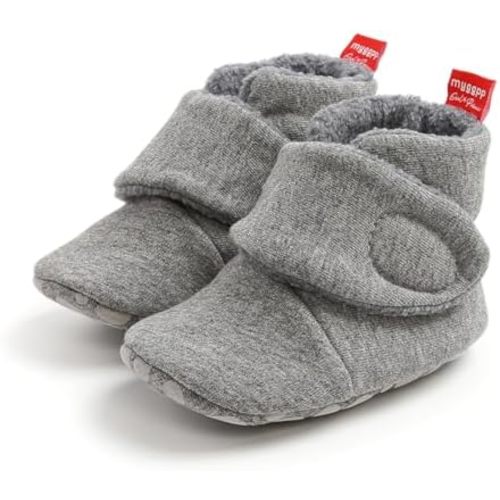 GDSDYM Baby Booties Cozy Fleece Slippers Soft Baby Shoes With Gripper Soles, Winter Warm Infant Newborn Crib Sock Shoes First Walkers