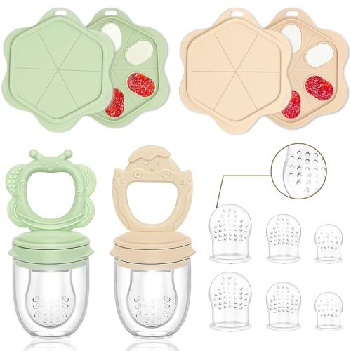 Silicone Baby Fruit Food Feeder & Baby Food Freezer Tray Set