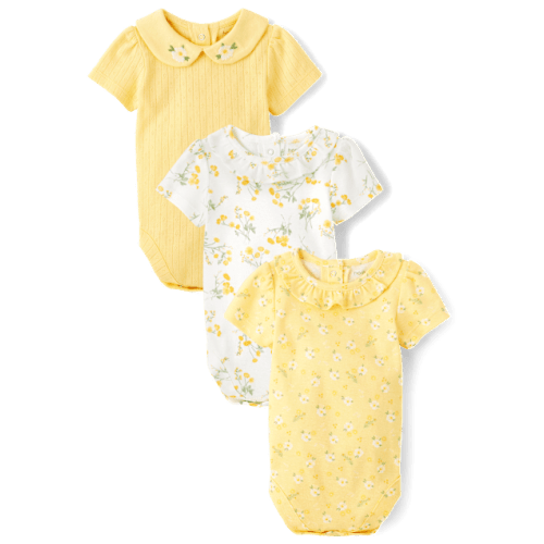 Baby Girls Floral Bodysuit 3-Pack - Homegrown by Gymboree - Yellow