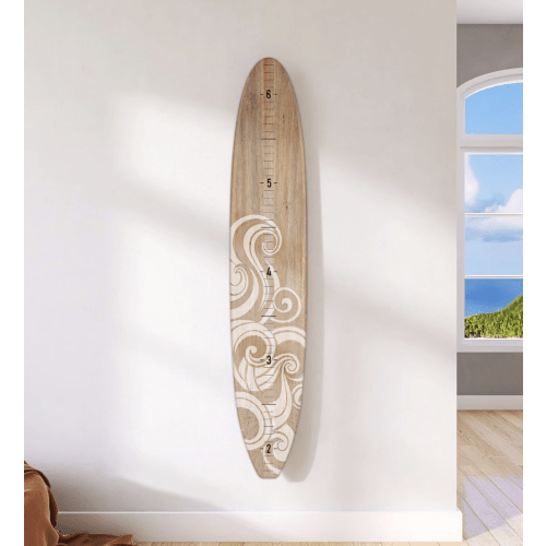 Surfboard Growth Chart Wooden Height Board Ocean Decor Kids Room Decor Coastal Nursery Decor Surf Board Wall Art Beach Themed Boy Girl Ruler