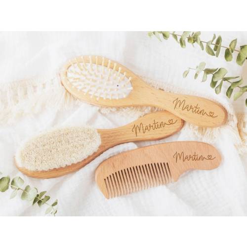 Personalized Baby Hair Brush Set for Newborncustom Wooden - Etsy