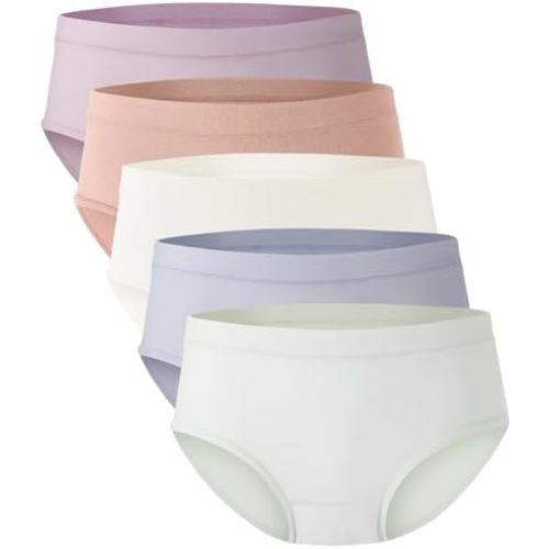 BAMBOO COOL Womens Underwear, Moisture-Wicking Briefs, Soft and Breathable Panties, Mid Waist, 5-Pack