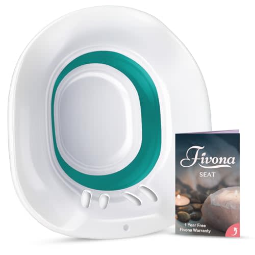 Fivona Sitz Bath for Toilet Seat Postpartum and Hemorrhoids Care - Yoni Steam Seat - Foldable Basin for Epsom Salt Soak - Portable Bidet BPA Free Temperature Resistant - Universal Fit - Green