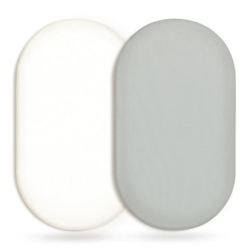 GRSSDER Stretchy Ultra Soft Fitted Bassinet Sheet 2 Pack, Universal Fit for Bassinets Baby Cradle Moses Basket Oval Rectangle Mattress Safe and Snug, Jersey Bassinet Sheets for Girls, White/Gray