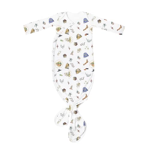 Copper Pearl Baby Gown - Knotted Newborn Sleepers for Baby Boy and Girl, Soft Stretchy Long Sleeve Infant Gowns with Bottom Tie and Hand Mittens, Perfect Hospital Coming Home Outfit (Wizarding World)