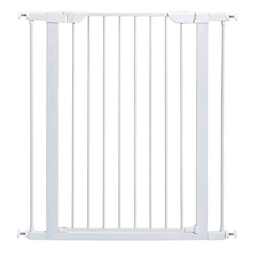 MidWest Homes for Pets 39 Inches Tall Walk-Through Steel Pet Gate, Pressure Mounted Dog Gate Measures 29 - 38 Inches Wide & Includes two 3-Inch-Wide Extensions, White