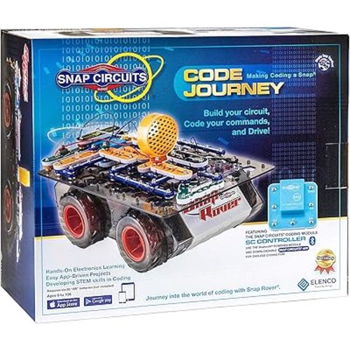 Snap Circuits Code Journey, Build Your Circuit, Code Your Commands, and Drive, Bluetooth Controlled, STEM Building Toy for Ages 8 to 108