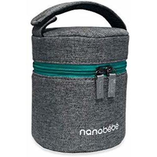 nanobebe Breastmilk Baby Bottle Cooler & Travel Bag with Ice Pack Included. Compact Triple Insulated, Easily attaches to Stroller or Diaper Bag- Grey
