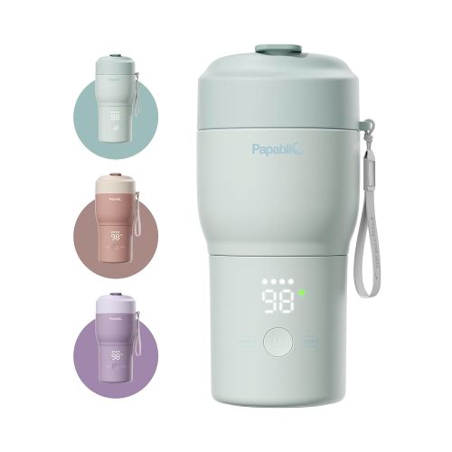Papablic Portable Bottle Warmer for Travel – Fast Heating, Built-in Sterilizer, 30W Fast Charge, 5-Temp Control, Easy-Clean Wide Mouth, Baby Milk Warmer for Breastmilk & Formula